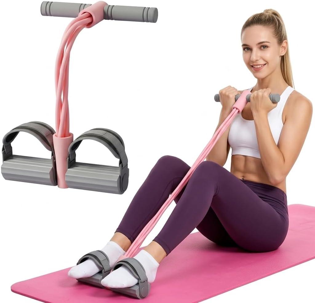 Adjustable Ankle Strap Resistance Band with Handle,0.4-inch Diameter Thick TPE Resistance Band 40-45lbs,Suitable for All Weights & Foot Sizes, Full-Body Workout