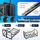 Collapsible Wagon Cart Foldable with Wheels - 360LBS Large Heavy Duty Folding Utility Wagon with All-Terrain Wheels & Brakes for Shopping Garden Beach Camping, 2 Drink Holders/Lightweight/Black