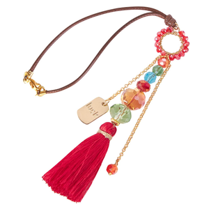 Charm with Tassel (red) and Stones