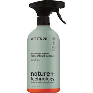 ATTITUDE All-Purpose Cleaner Spray, Plant-Based Ingredients, EWG Verified, Streak Free, Ammonia Free, Removes Fingerprints, Dust and Dirt, Sage & Orange, 26 Fl Oz