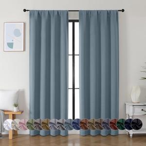 Simplebrand Ava Stone Blue Blackout Curtains, Privacy Thermal Insulated, 72 Inch x 40 Inch, 2 Panels for Bedroom, Patio, French Door