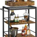 VASAGLE Kitchen Serving Cart with Removable Tray, 3-Tier Kitchen Utility Cart on Wheels with Storage, with Brakes, Leveling Feet, 15.7 x 28.3 x 33.9 Inches, Rustic Brown and Black ULRC72X