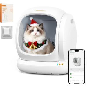 MeoWant Automatic Cat Litter Box, Large Opening Self Cleaning Litter Box with Safety Protection for Multiple Cats, App Control, Odor-Free, 75L Space, Yellow