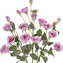 34.5" Purple Artificial Flowers Silk Fake Flower 3Pcs Eustoma Lisianthus Flowers with Long Stem Faux Flowers Arrangement Branch with 4 Heads for DIY Wedding Party Centerpiece Bouquet Table Home Decor