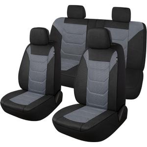 Pariiaotin 3D Air Mesh Car Seat Cover Full Sets Washable and Breathable Premium Cloth Automotive Vehicle Seat Covers for Cars Interior, Universal Fit for Most Cars, Sedan, Truck, SUV(Black/Gray)