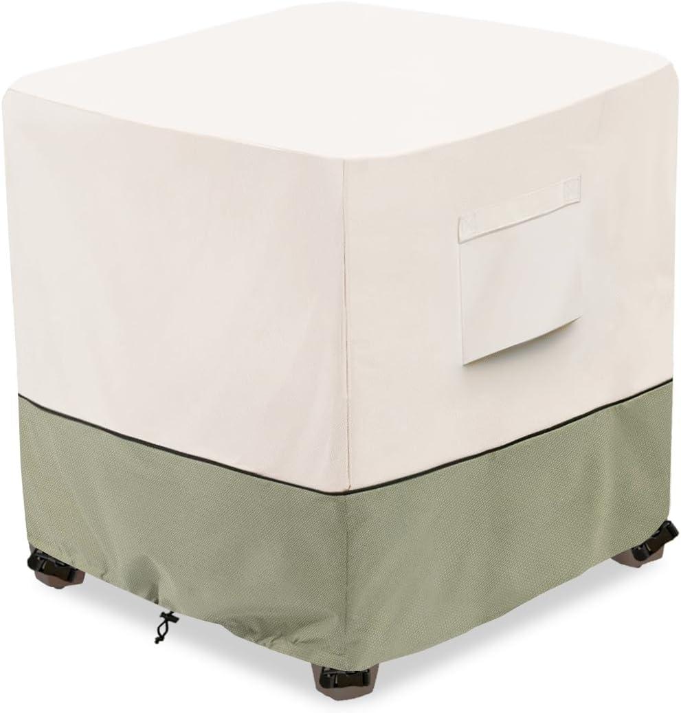 Bitubi Waterproof Patio Ottoman Cover, Heavy Duty Square Outdoor Side Table Furniture Covers Size 32L x 32W x 18H inch (Beige)
