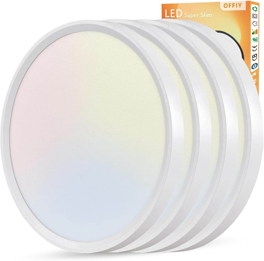 4PK 15.8 Inch Led Ceiling Light Flush Mount, 32W, 3480LM, 3000K/4000K/6000K CCT Selectable Super Slim LED Ceiling Light, Low Profile Round Flat Panel Fixture for Hallway, Bedroom, Kitchen (White)