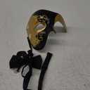 FunMular Masquerade Mask for Men Phantom of The Opera Mask Half Face with Bowtie Brooch for Halloween Mardi Gras Party