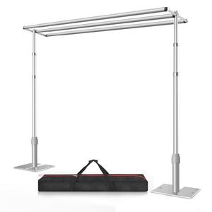 10x10 Triple Crossbar Pipe and Drape Stand Kit, Heavy Duty Backdrop Stand Adjustable, Sturdy Metal Back Drop Decoration Frame with Flat Base for Parties, Flower Wall, Wedding,Trade Shows, Photo Shoot