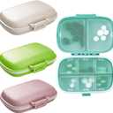 4PCS Travel Pill Organizer, 8 Compartments Portable Pill Case, Small Pill Box for Pocket Purse Portable Medicine Vitamin Container (Green+Blue+Pink+Beige)