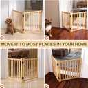 Wooden Freestanding Dog Gates, Foldable Wood Pet Gate Indoor, No-Painted Puppy Gate for Doorways, Stairs, 23" Height-2 Panels