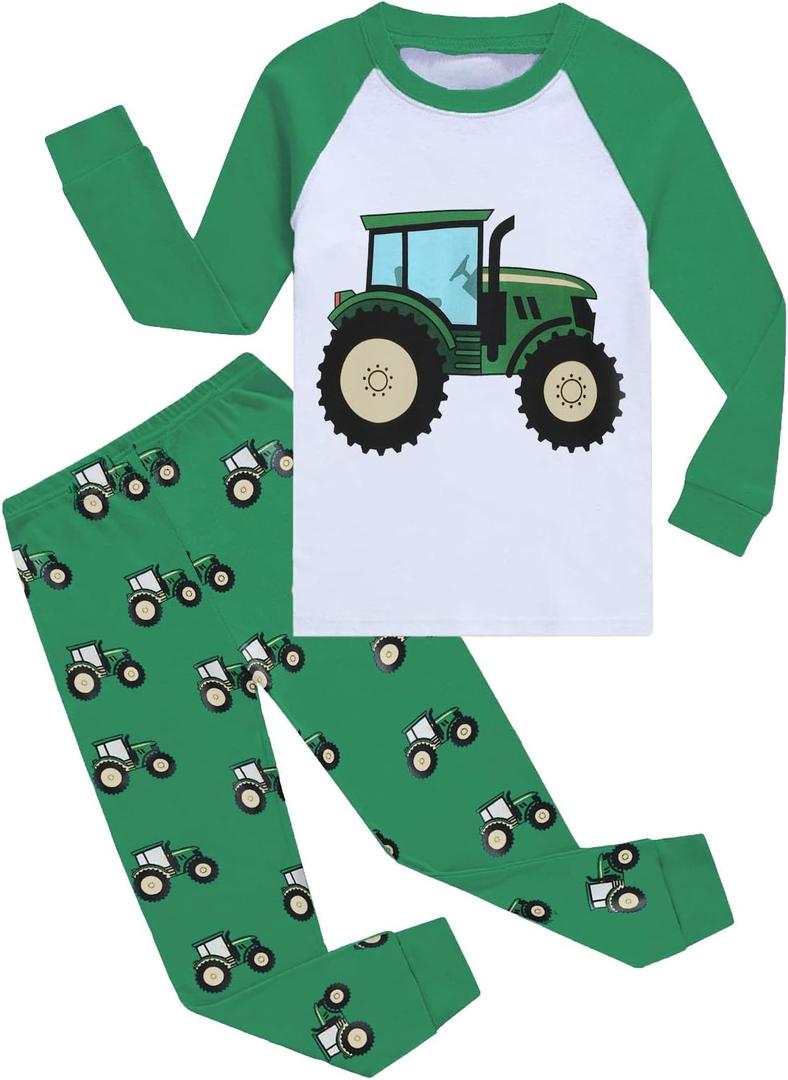 CM-Kid Little Boys Pajamas 2 Pieces Long Set Cotton Sleepwear Kids Excavator Pjs Toddler Winter Clothes Jammies Size 2-7T (4T, 4# Tractor)