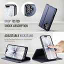 Wallet Case for iPhone 17 Compatible with Magsafe, 2-in-1 PU Leather Flip RFID Blocking Card Holder Stand Shockproof Magnetic Detachable Cover for iPhone 17 Case 6.3", Deep Blue