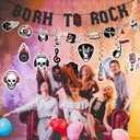 Rock Party Decorations - Guitar Themed Banner, Spiral Cards, and Honeycomb Ornaments - Perfect for Karaoke, Birthday, and Rock and Roll Parties