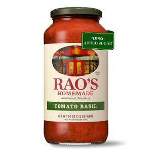 Rao's Homemade Tomato Sauce, Tomato Basil, 24 oz, Versatile Pasta Sauce, Carb Conscious,All Natural, Premium Quality, Made with Slow-Simmered Italian Tomatoes & Basil, 1.5 Pound (Pack of 1)