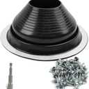 #7 High Temp Silicone Metal Roof Pipe Flashing Boot - Black Roof Vent Boot for Pipe OD 6" to 11" - Roof Vent Cover for Stove Pipe, Chimney, HVAC Ducts & Plumbing Vents with Roofing Screws & Hex Socket