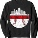 Cincinnati Vintage Baseball Distressed Men Women Sweatshirt, size: L