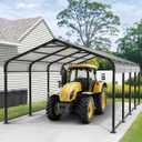 Metal Carport 12x21 Heavy Duty Easy Snow Off & Self Draining Design, 70KG/ Load Ideal for Snow/Rain/Wind Conditions, Enhanced Base & Double Rust Proof Coating & Galvanized for Boats and Car, Truck (Dark Grey)
