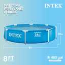 INTEX 28205EH Metal Frame Above Ground Swimming Pool: 8ft x 20in Puncture-Resistant Material Easy Assemble Rust Resistant 483 Gallon Capacity