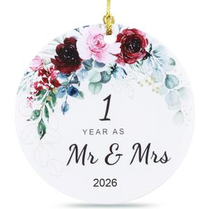 2 x Jnglr 1st Anniversary Ornament 2026, Wedding Gifts for Couples 2026, 1st for Couple Wedding Christmas Ornament Double-Sided Acrylic 3"