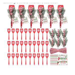 LemonRoad 36 Set Christmas Silicone Spatula Gifts Bulk Includes Heat Resistant Silicone Spatula Christmas Greeting Cards Artificial Xmas Picks Twine for Holiday Cooking Utensils Kitchen Decoration
