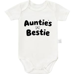 Aunties Bestie Bodysuit, Newborn Clothes, Gender Neutral Baby Clothing, Boys Girls Short Sleeve Jumpsuit Outfit