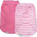 ZhuPolly Dog Shirts for Small Dogs Girl 2 Pack Stretchy Lightweight Spring Calm Puppy Clothes Breathable T-shirts for Medium Dogs Pink Size L for Easter, L