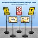 6Packs 11x17 Inch Adjustable Pedestal Poster Sign Stand, Heavy Duty Floor Standing Sign Holder Stand Aluminum Snap Open Frame for Vertical and Horizontal View Sign Displayed(Black)