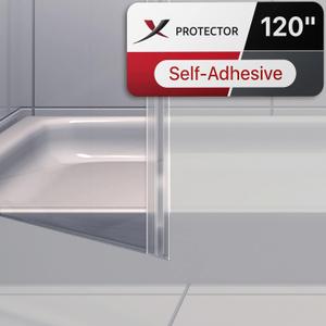 Frameless Shower Door Side Seal X-Protector - 120" Shower Door Seal for All Door Thicknesses - Self-Adhesive Shower Door Sweep - Premium Door Side Seal Strip - Silicone Glass Shower Door Seal Strip