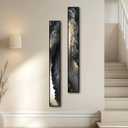 Large Framed Neutral Abstract Vertical Wall Art Decor for Hallway, 2 Piece, 63"L x 10"W