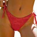BERLOOK Women's Sexy Bikini Bottom Side Tie Cheeky Jacquard Tie Bikini Bottom, L