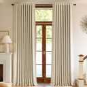 jinchan Chenille Blackout Curtains for Bedroom 96 Inches Long Soft Beige Thermal Living Room Curtains Luxury Farmhouse Room Darkening Window Drapes 2 Panels Thick Dining Room & Patio Curtains Back Tab