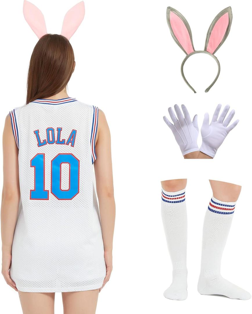 Mens Basketball Jersey Bugs #1 /Lola #10 Movie Sports Party Jersey White S-XXXL