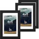 4x6 Picture Frame, 4x6 Frame Matted to 3.5x5, Photo Frame 4 x 6 with High Definition Plexiglass, 4x6 photo frame for Wall & Tabletop Display (Black, 3 Pack)