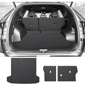 Trunk Mat & Backrest Mat Compatible with 2020-2024 2025 Hyundai Palisade - Custom Fit PU Leather Cargo Liner and Rear Backrest Protector - All Weather Cargo Mats Waterproof Anti-Slip Easy to Clean