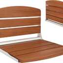 Folding Shower Seat Bench Wall Mounted Teak Foldable Shower Seat Chair for Inside Shower Fold Down for Small Spaces, Teak Wood 400lbs Max Load for Inside Shower 17.5"