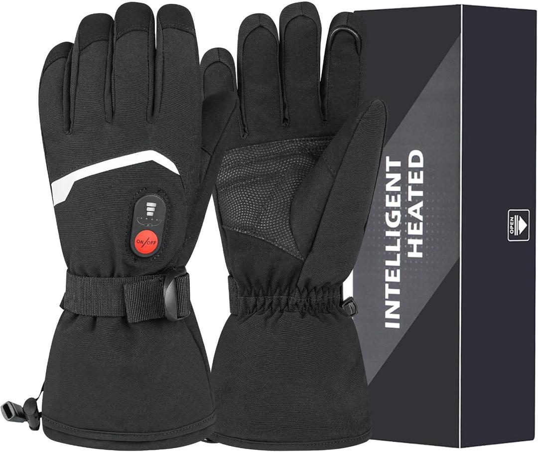 Sun Will Heated Ski Gloves Men Women Children Electric Rechargeable Battery Mittens for Winter Skiing Skating Snow Camping Hiking Arthritis Heated Gloves 7.4V 2200mAh, Size Small