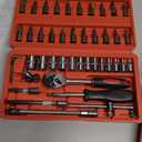 Egofine 46 Pieces 1/4 inch Drive Socket Ratchet Wrench Set, with Bit Socket Set Metric and Extension Bar for Auto Repairing and Household, with Storage Case