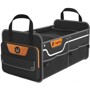 SugarFox Car Trunk Organizer for SUV, 70L Heavy Duty Waterproof Trunk Organizer, Foldable Vehicle Organizer with Anti-Slip Base, 24x13.8x11.8, BLACK-M003 (Standard)