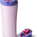 BOTTLE BOTTLE Insulated Coffee Tumblers with Dual-use Lid and Straw Double Walled Iced Travel Coffee Mug for Woman and Man 18 oz Stainless Steel Tumbler with Handle(Cherry Blossoms)