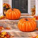 Colingmill 2 Pcs 9.84 Inch Large Faux Fall Pumpkin for Indoor Outdoor Decor