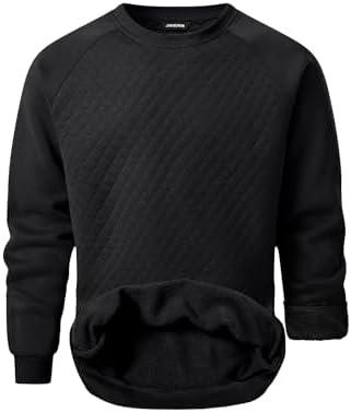 JMIERR Men's 2025 Casual Crewneck Dress Sweatshirts Pullover Fall Fleece Diamond Texture Warm Winter Comfy Long Sleeve, 3XL