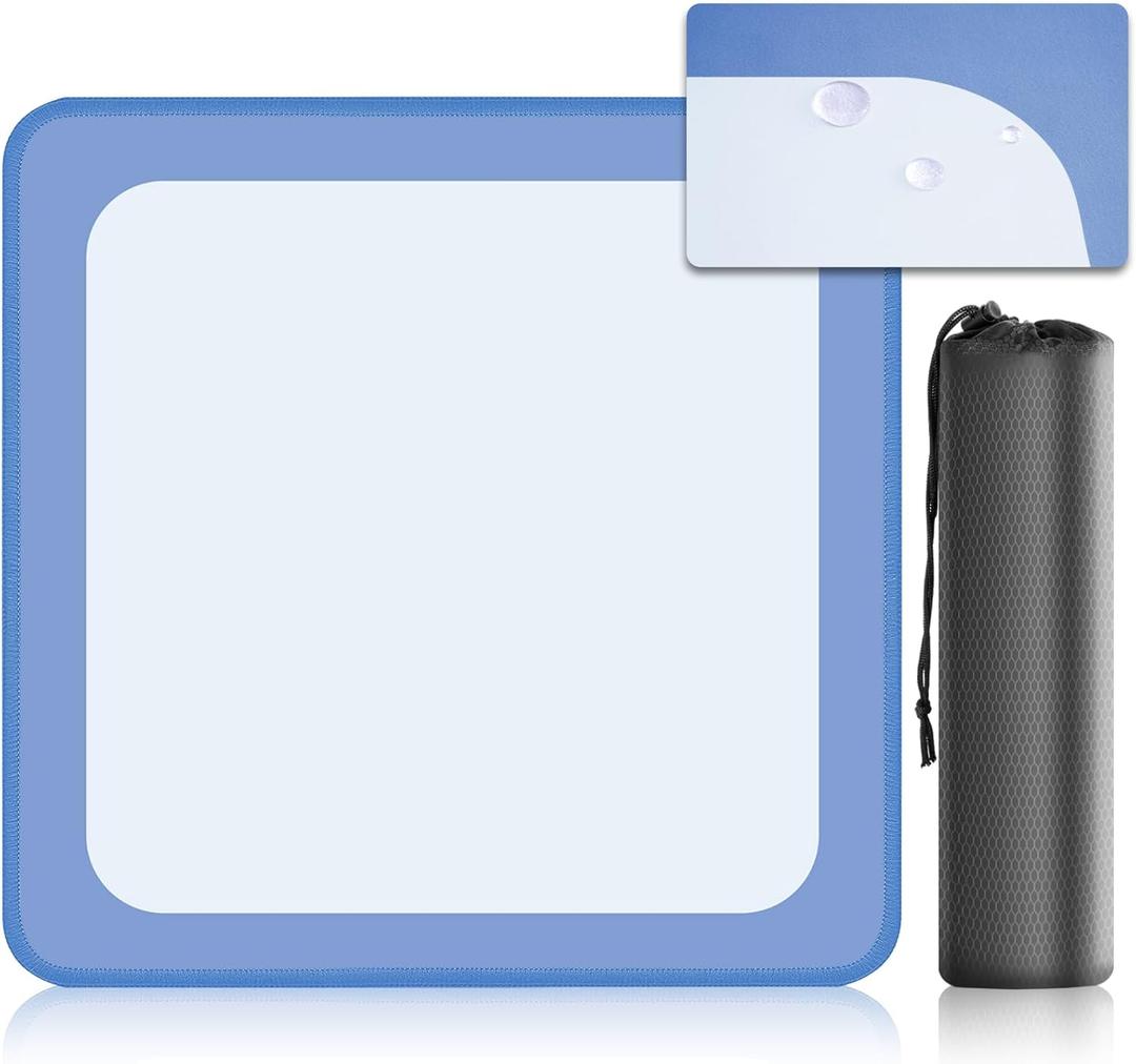 32.5 Inch Mahjong Mat for Table, 3MM Non-Slip & Noise Reduction Gaming Mat with Drawstring Bag, Perfect for Poker, Board Games, Card Games, Tile Games, and Dominoes (Salvia Blue-Light Steel Blue)