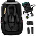 Newborn Car Seat Head Support with 3 Strap Covers, 2-in-1 Reversible Infant Car Seat Insert, Thickened Car Seat Cushion for Baby, Carseat Head Support for Preemie to Infant, Stroller Cushion for Swing (Black)