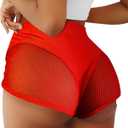 BZB Women's Cut Out Yoga Shorts Scrunch Booty Hot Pants High Waist Gym Workout Active Butt Lifting Sports Leggings (Medium, Xy-red)