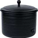 Garden Hose Holder Storage Pot with Lid Antique Ribbed | Water Hose Container Pot Outdoor or Indoor Use | Expandable Water Hose Hider Metal | Holds 125 ft Hose