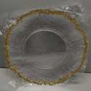 ejonirinjonir 50 Gold Trim Clear Charger Plates for Weddings 13" | Durable Plastic Charger Plates.Ideal for Holiday Tables.Easy to Clean Disposable Chargers or Hand Wash Reusable., 50pcs