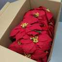 2 Pack Large Outdoor 18" Pre-Lit Christmas Decorations Flower LED Lighted Artificial Poinsettia Plants - Faux Poinsettia Flowers in Pot with Lights for Outdoor Use (Red,18inch)