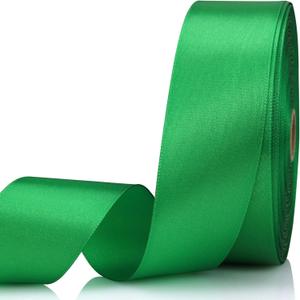 1-1/2 Inch 60 Yards Green Solid Satin Ribbon for Gift Wrapping,Craft Floral Bouquets,Wedding Party,Timeless Flower,Decoration Floral Hair,Balloons