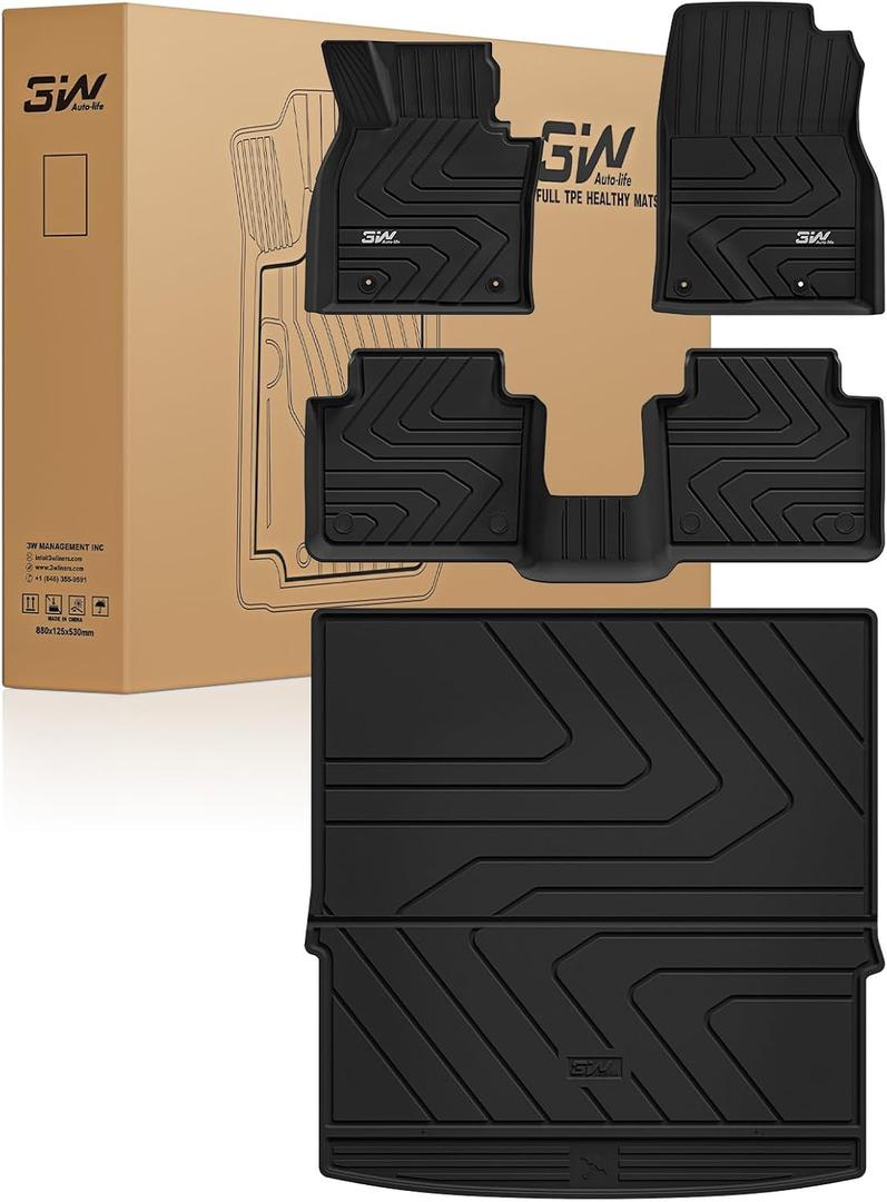3W Floor Mats & Cargo Liner for Mazda CX-50 2023-2026, All Weather TPE | Anti-Slip Full Set Handles Mud & Spills Without Odor, All Season Guard, Not For Hybrid, Black